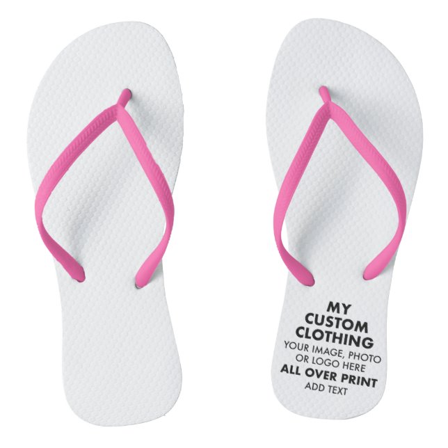 Custom Personalised WOMEN'S FLIP FLOPS, Pink Strap Flops (Footbed)