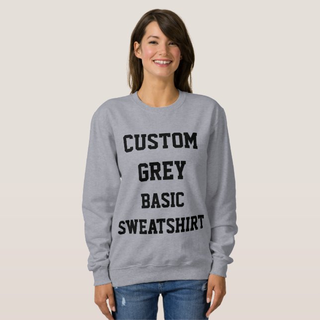 Custom Personalised Women's GREY BASIC SWEATSHIRT (Front Full)
