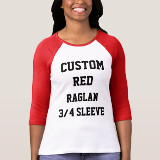 Custom Personalised Womens RED 3/4 SLEEVE RAGLAN T-Shirt