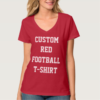 Custom Personalised Women's RED FOOTBALL T-SHIRT