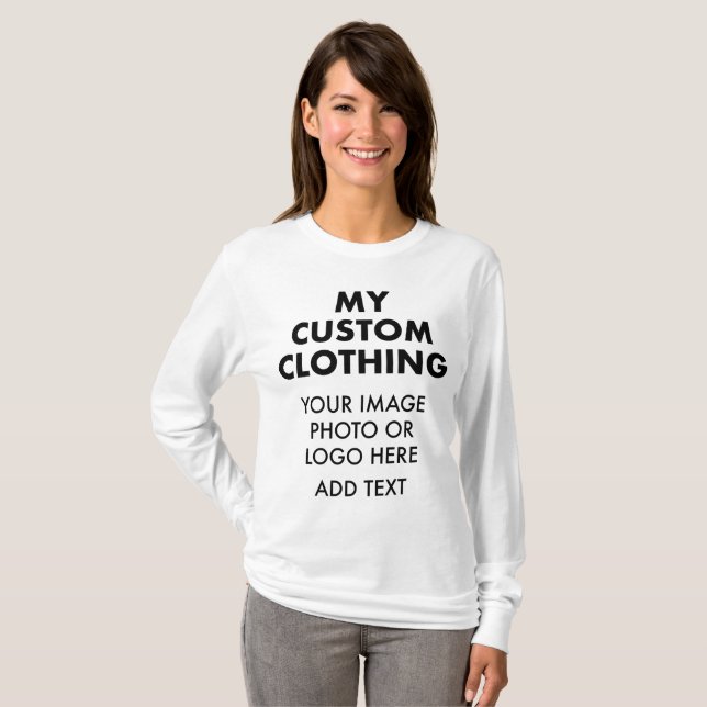 Custom Personalised WOMEN'S WHITE LONG SLEEVE T-Shirt (Front Full)