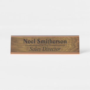 Custom Personalised Wood Effect Desk Nameplate