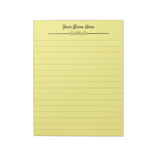 Custom Personalised Yellow Lined Notepad