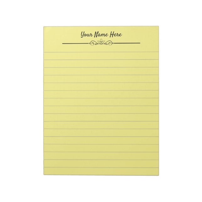 Custom Personalised Yellow Lined Notepad (Rotated)