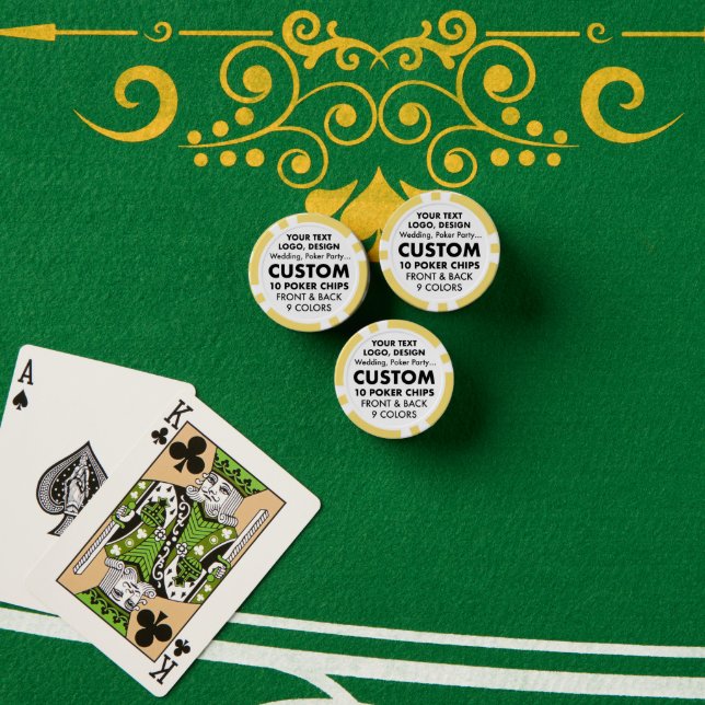 Custom personalised YELLOW Poker Chips (10) (Poker Table (Stack))