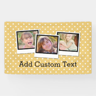 Custom Personalised Yellow Polka Dot 3 Photo Banner