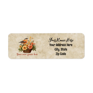 Custom Personalised Your Quote Bird With Flowers