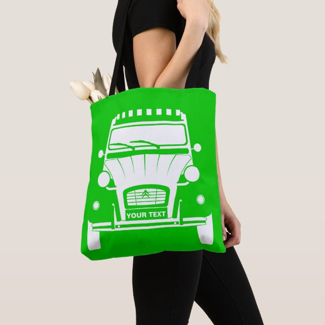 Custom Personalize Citroen Dolly 2CV tote bag (Close Up)