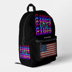 CUSTOM PERSONALIZE COMPUTER GAMER SPORTS VINTAGE PRINTED BACKPACK
