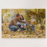 Custom Personalize Photo Template w/ Family Text Jigsaw Puzzle<br><div class="desc">Cute Family text written in a stylish elegant typography font. With option to personalize or customize with photo of your choice. Unique keepsake decor gift,  easily customizable with a photograph of your choice.</div>