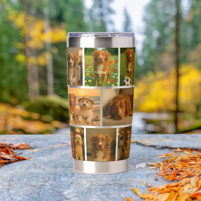 Custom personalized 16 photo collage template insulated tumbler (Outdoor (Rotated))