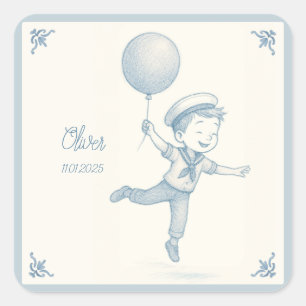 Custom personalized baby boy name square sticker