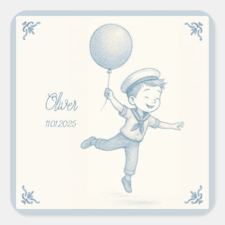 Custom personalized baby boy name  square sticker