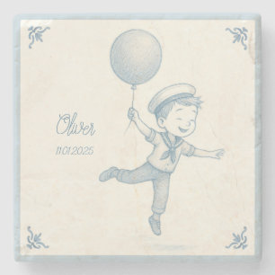 Custom personalized baby boy name  stone coaster