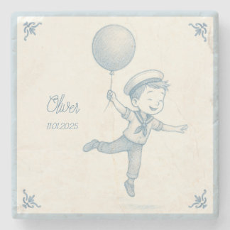 Custom personalized baby boy name  stone coaster