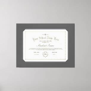 Custom Personalized Diploma Traditional Charcoal Canvas Print