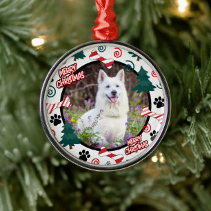 Custom Personalized Dog Photo Christmas Metal Tree Decoration