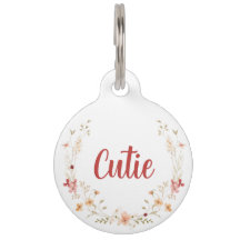 Custom Personalized Floral Dog Pet Tag Wildflowers