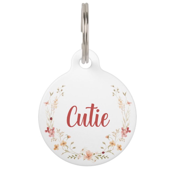 Custom Personalized Floral Dog Pet Tag Wildflowers (Front)