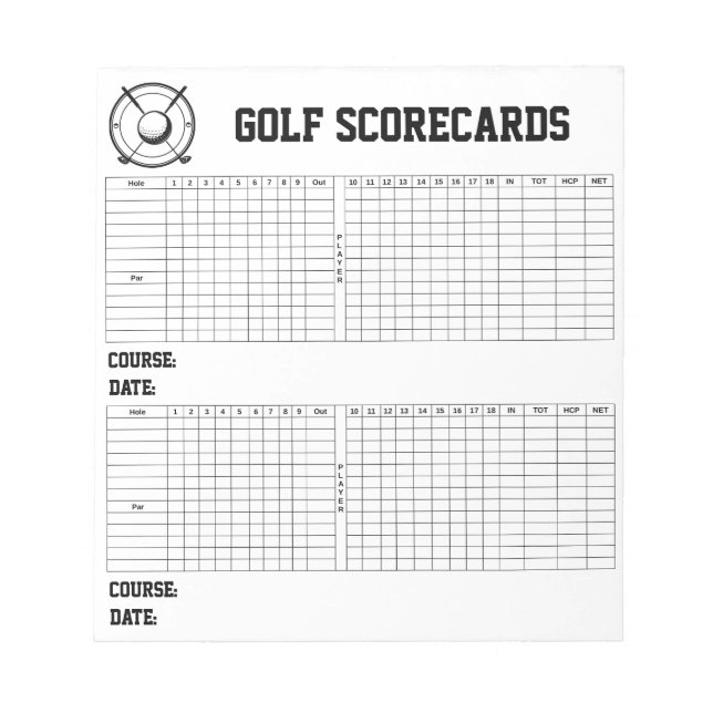 Custom Personalized Golf Scorecards Golfer Notepad (Front)