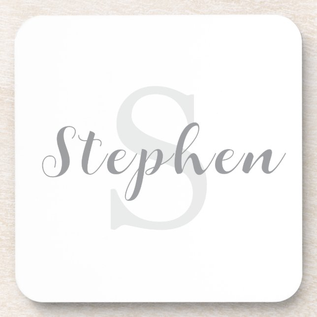 Custom Personalized Monogram Script Name Drink Coaster (Front)