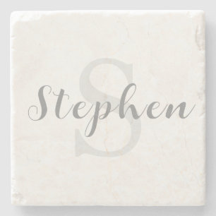 Custom Personalized Monogram Script Name Drink Stone Coaster