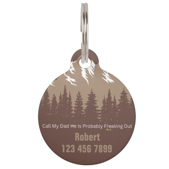 Custom Personalized Mountain Forest Lost Dog Tag (Front)
