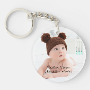 Custom Personalized Photo Birth Baby Keepsake Key Ring