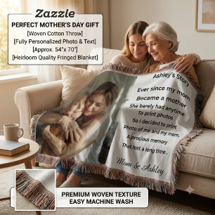 Custom personalized photo message for Mother's Day Throw Blanket