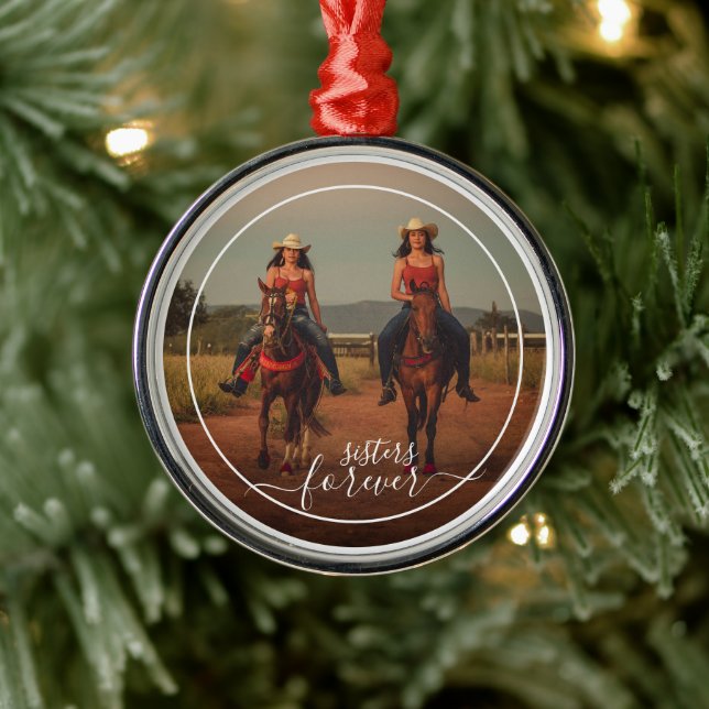 Custom Personalized Photo Template Sisters Forever Metal Tree Decoration (Tree)