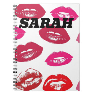 CUSTOM PERSONALIZED RED LIPS KISS NOTEBOOK