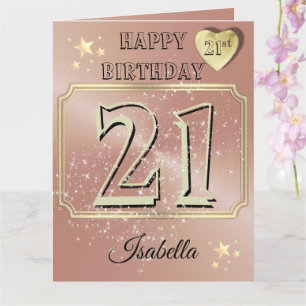Custom Personalized Rose Gold 21st Birthday Card