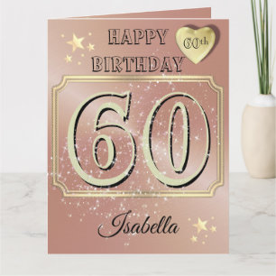 Custom Personalized Rose Gold 60th Birthday Card