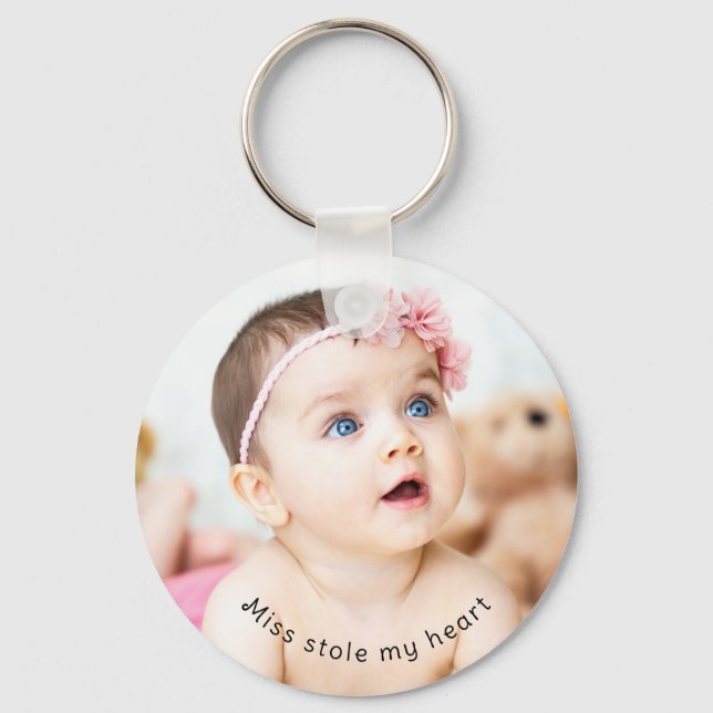 Custom Personalized Unique Baby Photo Name Key Ring (Front)