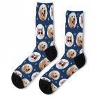 Custom Pet 2 Photo Navy Blue Paw Print