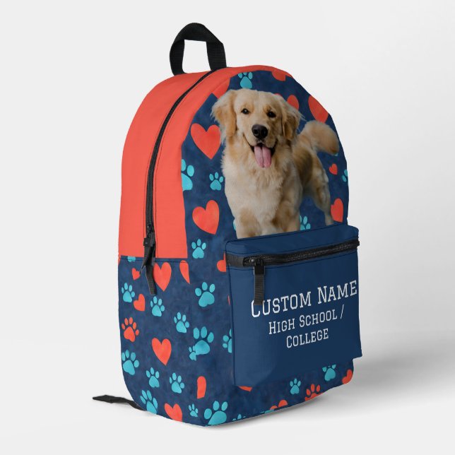 Custom Pet Backpack - Personalised Photo & Name (Back Corner Left)