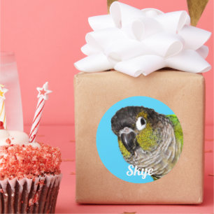 Custom Pet Bird Photo Name Classic Round Sticker