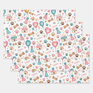 Custom Pet Birthday Wrapping Paper with Name