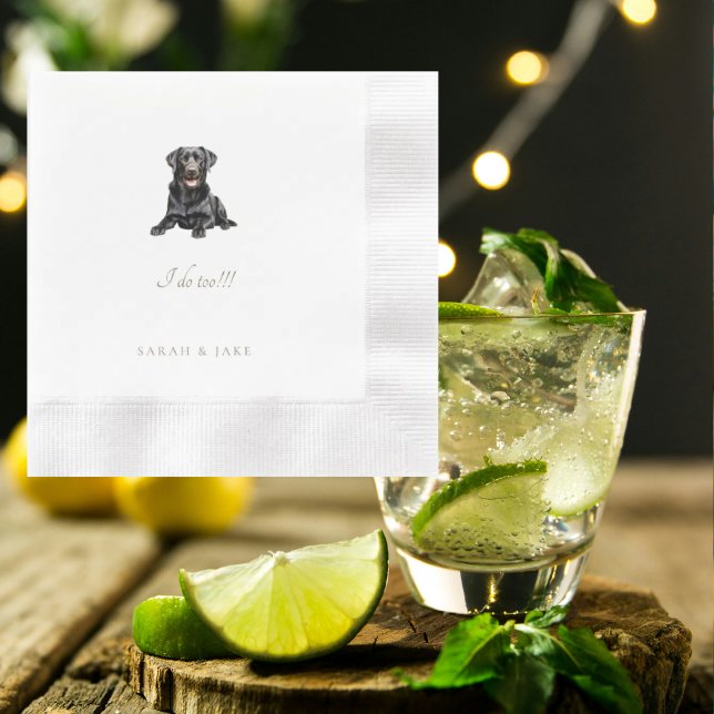 Custom Pet Black Lab Coined Wedding Napkins (Creator Uploaded)
