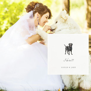 Custom Pet Black Lab Standing Wedding Cocktail Napkin