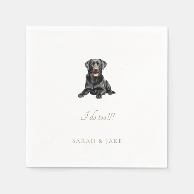 Custom Pet Black Lab Wedding Napkins (Front)