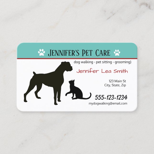 Custom Pet Business Cards - Pet & Dog Care (Front)