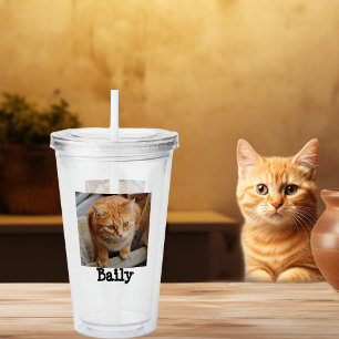Custom Pet Cat Dog Photo Personalised Gift Acrylic Tumbler