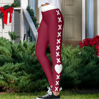 Custom Pet Cat Mum Burgundy Striped Pattern Love Leggings