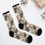 Custom Pet Cat Photo Collage<br><div class="desc">Create your own unique custom-printed socks, or give to a pet lover you know would love them! This simple and modern design includes a photo collage grid of two favourite photos of your furry best friend with a black background that coordinates with the sock details. Photo tip: crop your photos...</div>