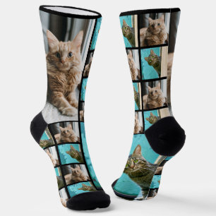 Custom Pet Cat Photo Collage Pictures Socks
