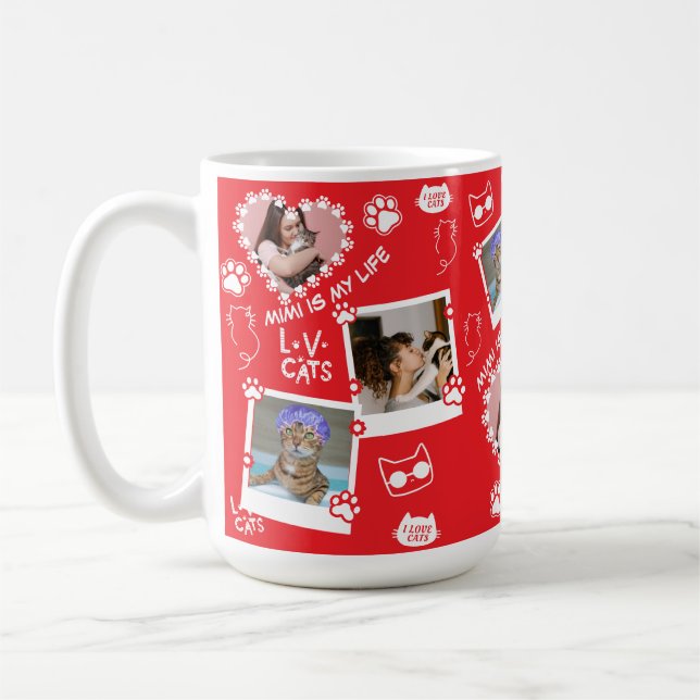 Custom Pet Cat Photo Face Collage Mug With Name  (Left)