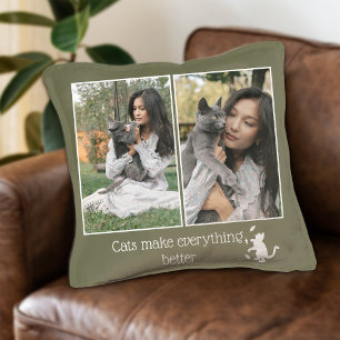 Custom Pet Cat Photos Throw Pillow