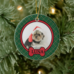 Custom Pet Christmas, Personalised Dog Photo Ceramic Tree Decoration
