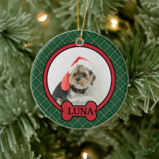 Custom Pet Christmas, Personalised Dog Photo Ceramic Tree Decoration
